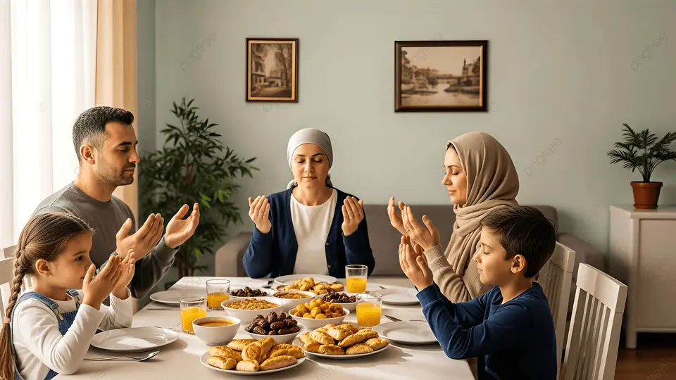 Pngtree Family Praying And Sharing Breakfast In Cozy Dining Room Image 20845595