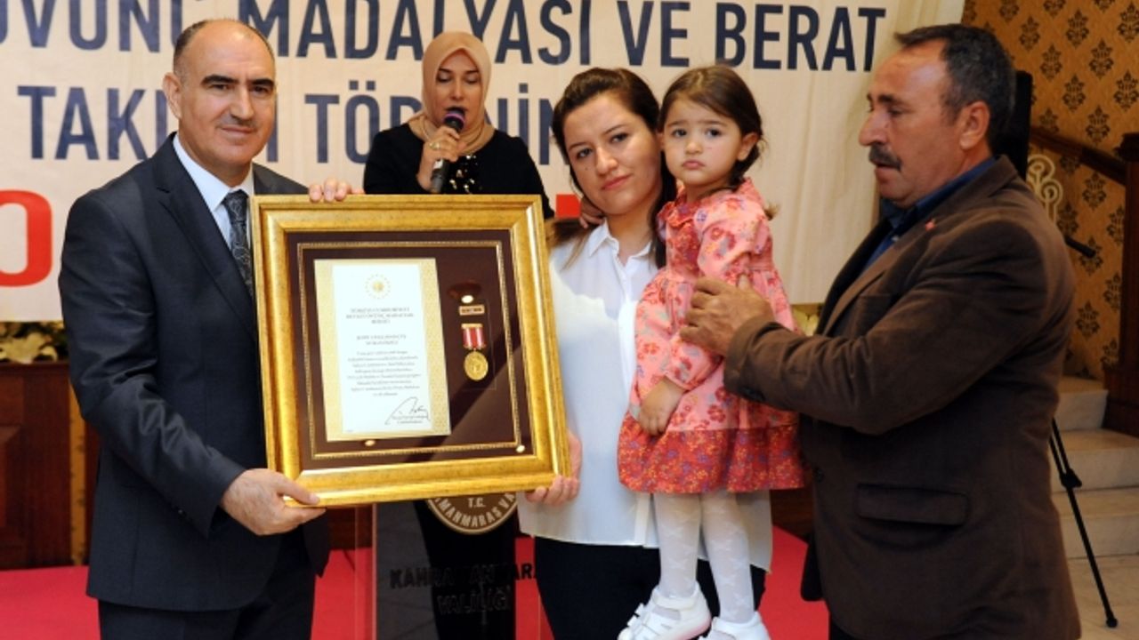 Kahramanmaraş'ta Devlet Övünç Madalyası ve Beratı töreni