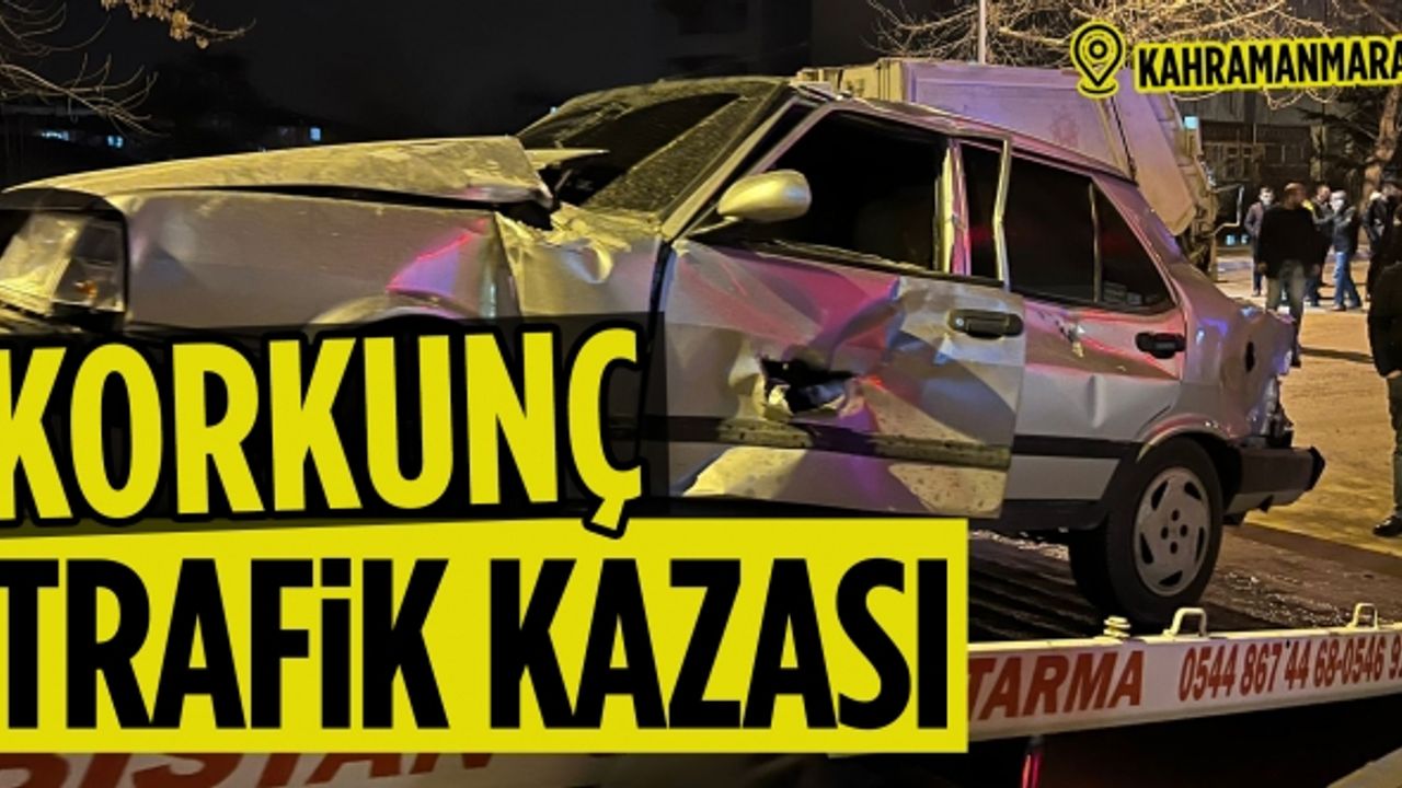 Kahramanmaraş'ta otomobil çöp aracına çarptı: 2 yaralı 
