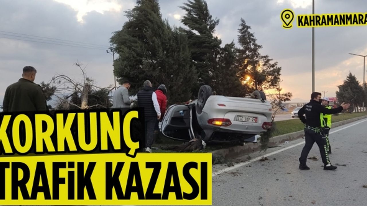 Köpeğe çarpmamak için manevra yapan otomobil devrildi