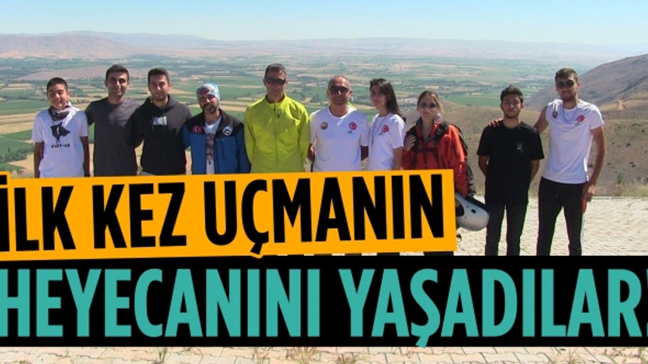 Yamaç paraşütüne katılan öğrenciler gökyüzüyle buluşmanın heyecanını yaşadı