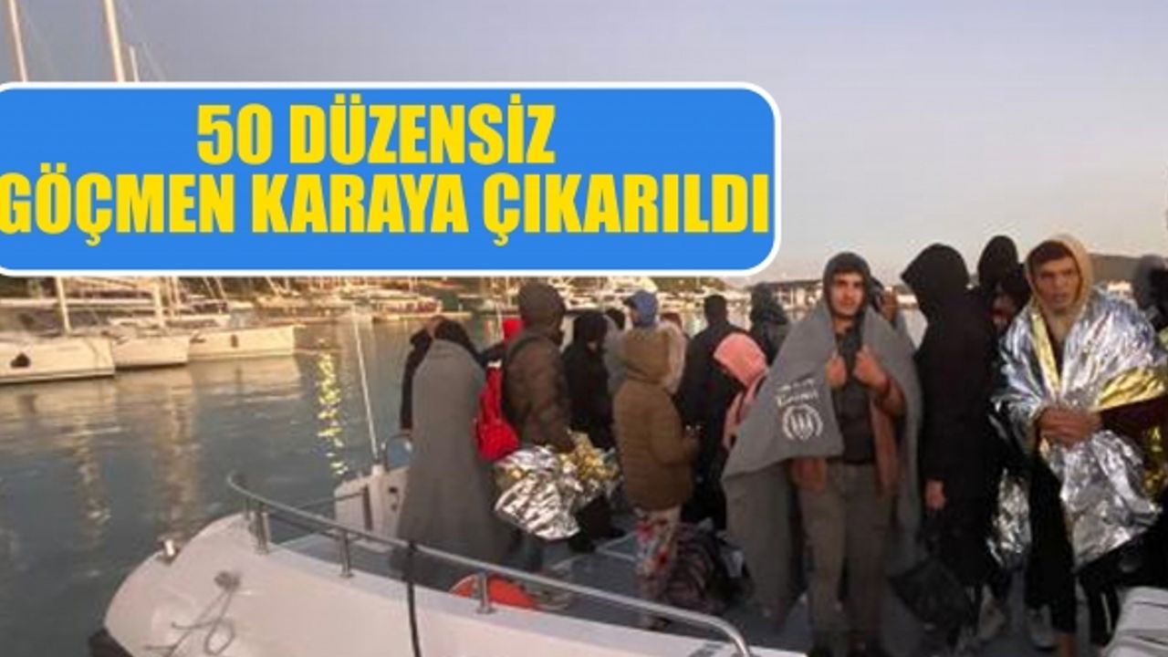 İzmir açıklarında 50 düzensiz göçmen karaya çıkarıldı