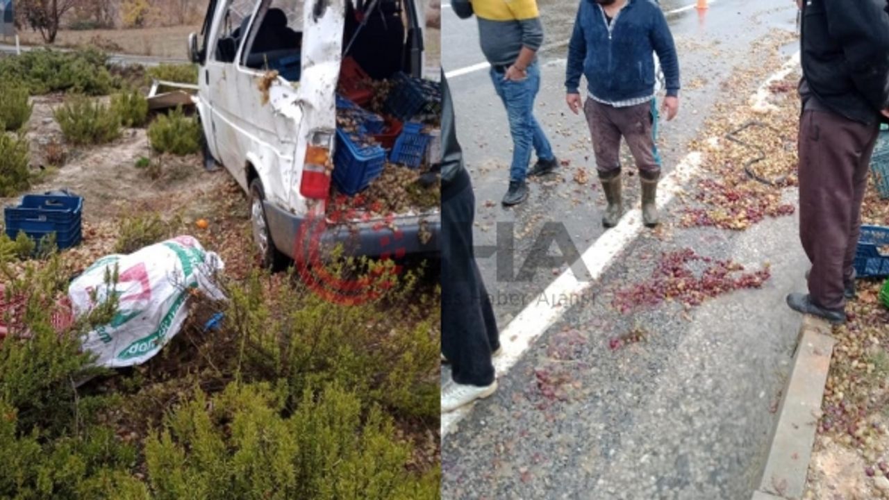 Üzüm yüklü minibüsteki aile ölümden döndü; 8 yaralı