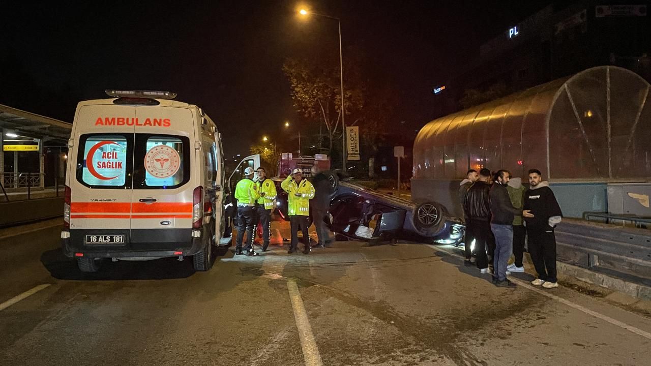 Bursa'da takla atan otomobildeki 1 kişi öldü 3 kişi yaralandı