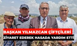 Başkan Yılmazcan Çiftçileri Ziyaret Ederek Hasada Yardım Etti