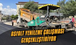 Asfalt yenileme çalışması gerçekleştiriyor