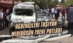 Öğrencileri taşıyan midibüsün freni patladı