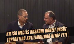 KMTSO Meclis Başkanı Hanefi Öksüz toplantıda katılımcılara hitap etti