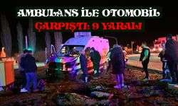 Çarpışan ambulans ile otomobildeki 9 kişi yaralandı