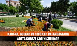 Kavşak, bulvar ve refüjler vatandaşlara adeta görsel şölen sunuyor