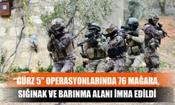 “Gürz 5" Operasyonlarında 76 Mağara, Sığınak Ve Barınma Alanı İmha Edildi