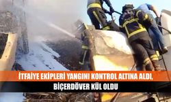 İtfaiye ekipleri yangını kontrol altına aldı, biçerdöver kül oldu