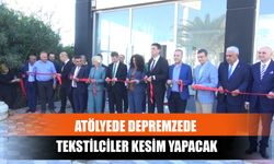 Atölyede Depremzede Tekstilciler Kesim Yapacak