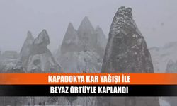 Kapadokya kar yağışı ile beyaz örtüyle kaplandı