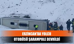 Erzincan'da Yolcu Otobüsü Şarampole Devrildi