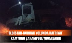 Elbistan-Nurhak Yolunda Hafriyat Kamyonu Şarampole Yuvarlandı