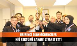 Birinci olan öğrenciler, KİÜ Rektörü Bakan'ı ziyaret etti