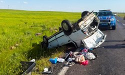 Şanlıurfa'da devrilen otomobildeki 5 kişi yaralandı