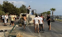 Bisikletliye Çarpmamak İçin Manevra Yapan Hafif Ticari Araç Devrildi, 2 Yaralı!