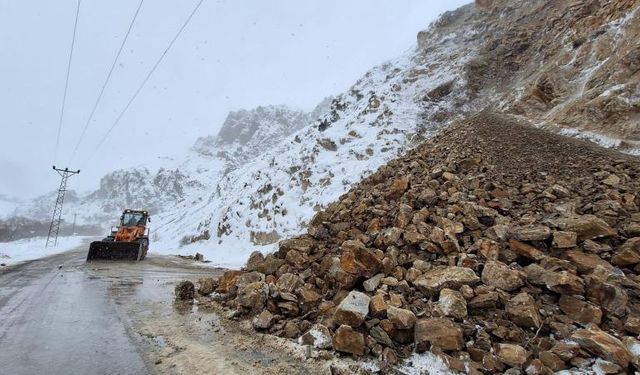 Tunceli'de heyelan: Yola kaya parçaları düştü
