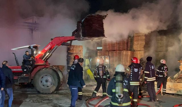 Kocaeli'de kereste fabrikasında yangın