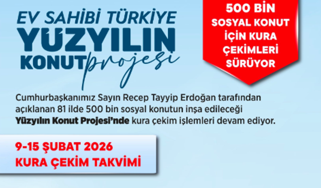 500 Bin Sosyal Konut Projesi’nde 9–15 Şubat 2026 Kura Takvimi