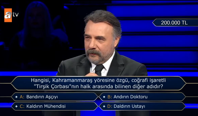 Kim Milyoner Olmak İster’de 200 Bin TL’lik "Tirşik" Sorusu!