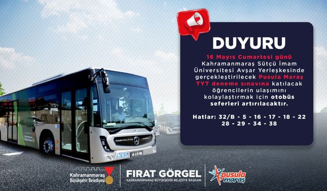 Büyükşehir’den YKS Öncesi Son Provaya Katılacak Gençlere Ulaşım Desteği