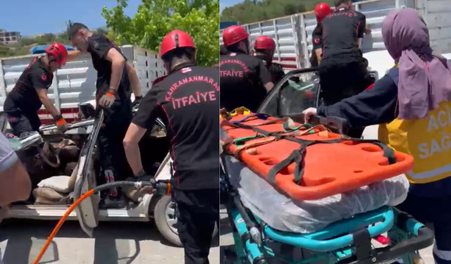 Kahramanmaraş’ta Dorseye Çarpan Otomobilde 2 Kişi Yaralandı