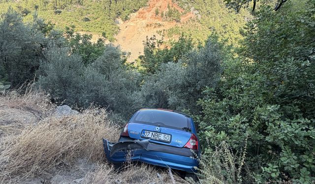 Alanya'da şarampole düşen otomobilin sürücüsü yaralandı