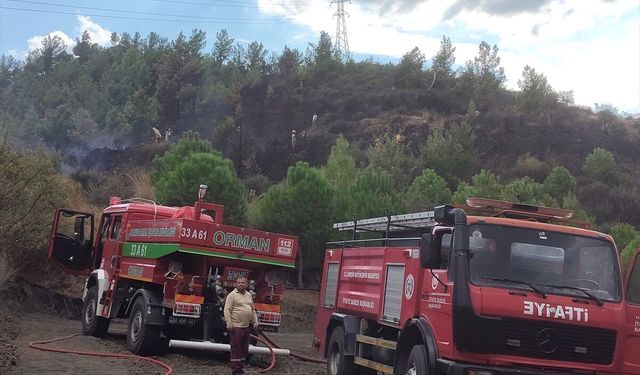 Mersin'de orman alanı dışındaki arazide çıkan yangın söndürüldü