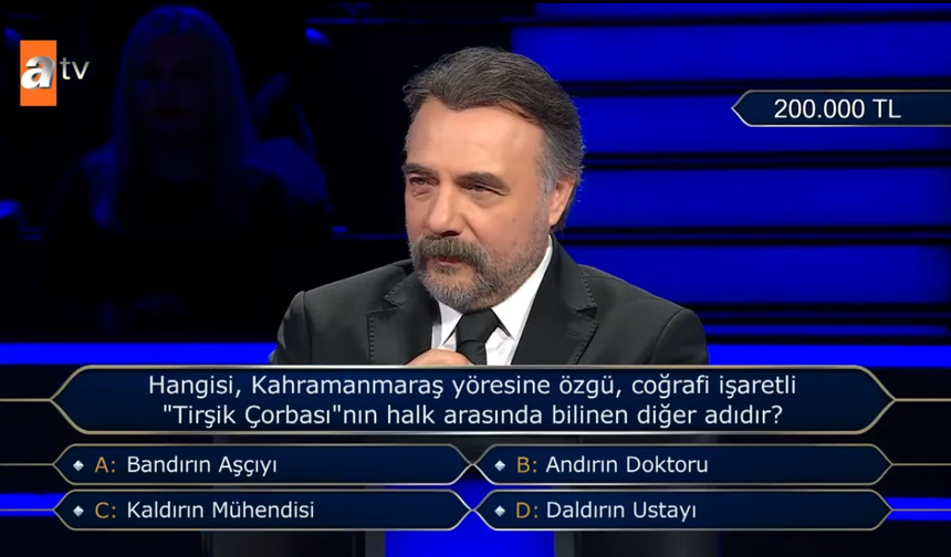Kim Milyoner Olmak İster’de 200 Bin TL’lik "Tirşik" Sorusu!