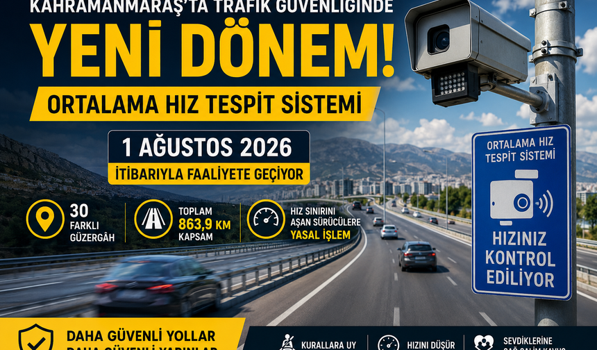 Valilik Duyurdu: Kahramanmaraş’ta Ortalama Hız Tespit Sistemi 30 Güzergâhta Devreye Giriyor