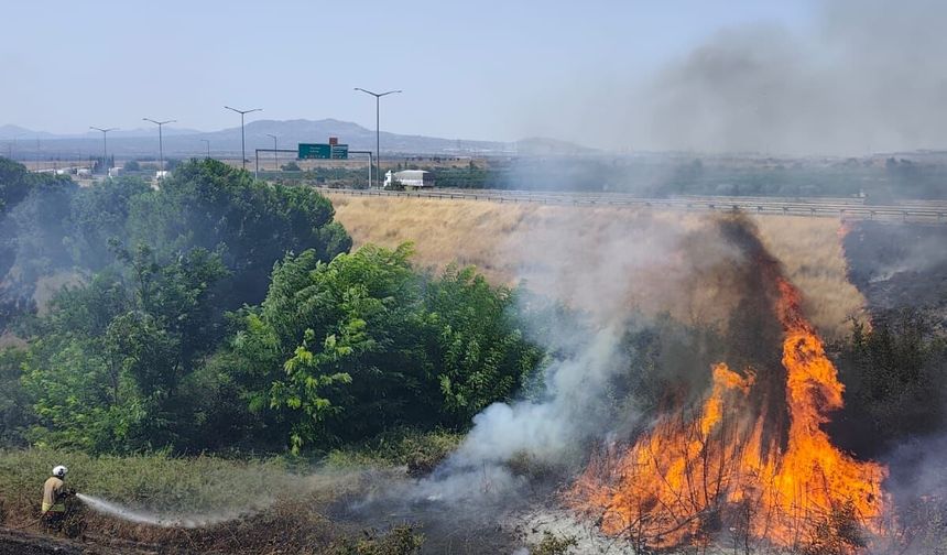 Erzin ilçesinde otluk alanda çıkan yangın söndürüldü
