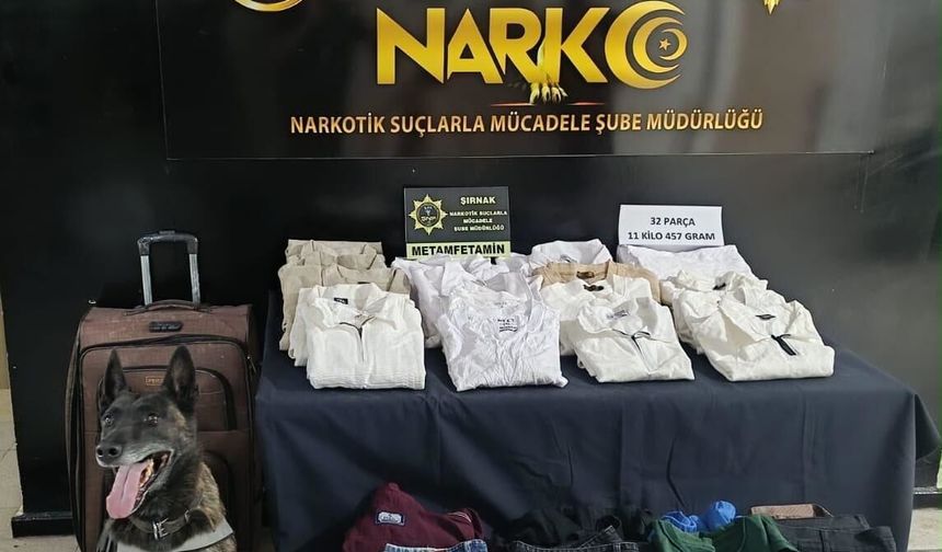 Şırnak'ta valizlerinde 11 kilo 457 gram uyuşturucu ele geçirilen yabancı uyruklu zanlı tutuklandı