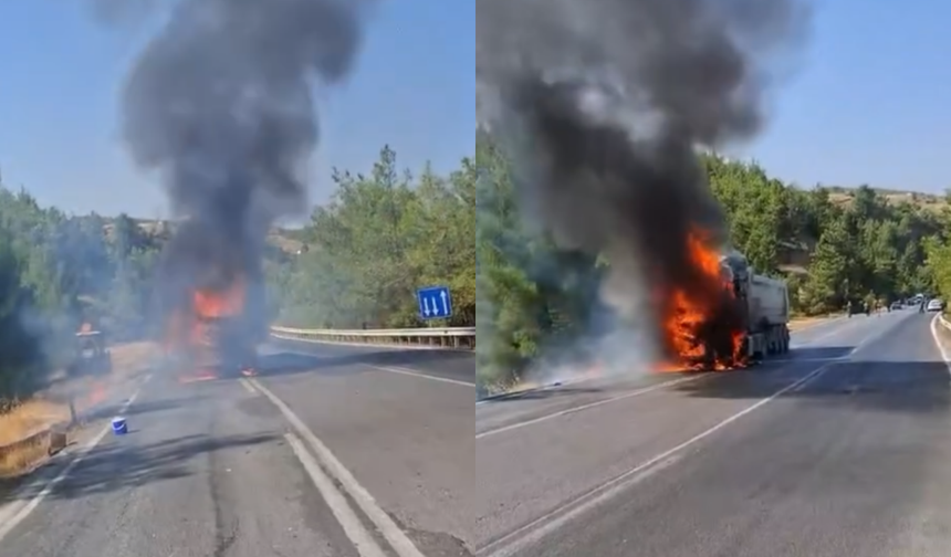 Kahramanmaraş’ta Seyir Halindeki TIR Alevlere Teslim Oldu