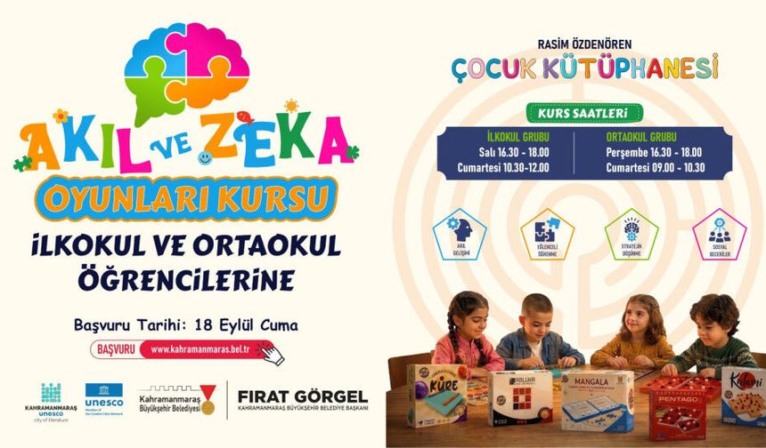 Büyükşehir Belediyesi’nden Ücretsiz Akıl ve Zekâ Oyunları Kursu!