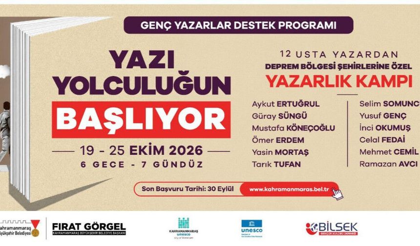 Kahramanmaraş'ta Deprem Bölgesine Özel Yazarlık Kampı Başlıyor!