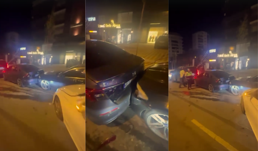 Kontrolden Çıkan Araç Park Halindeki Otomobillere Çarptı!