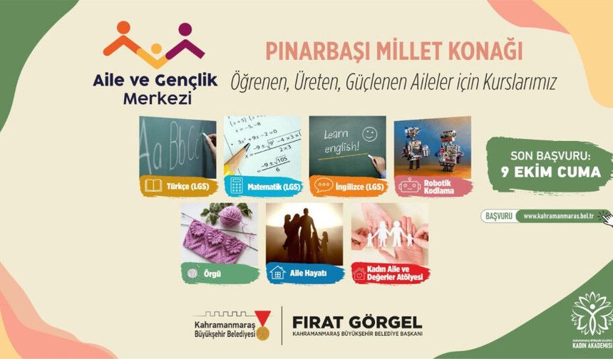 Pınarbaşı Millet Konağı'nda Kadınlara ve Gençlere Yönelik Ücretsiz Kurslar Başladı!